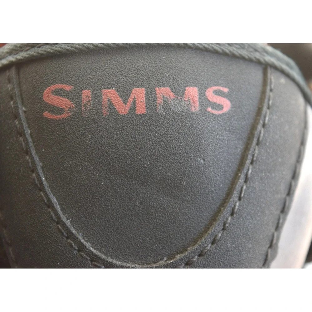 Simms Wading Boots Mens Black Grey Orange Good Felt Sole Fly Fishing Gear